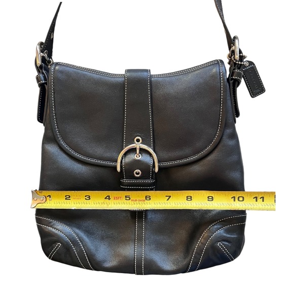 VTG Coach Soho Black Leather Flap Crossbody Bag Silver Buckle 9480 - Picture 12 of 17